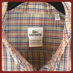 Lacoste Men's Long Sleeve Button Down Plaid Shirt LT Eclectic Grandpa